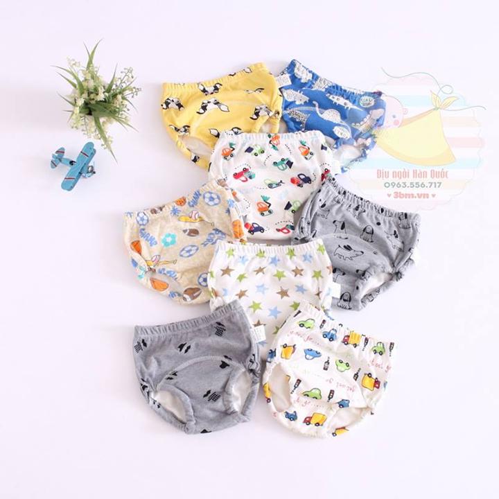 Bộ 2 quần bỏ bỉm 6 lớp bé trai vải cotton mềm mịn