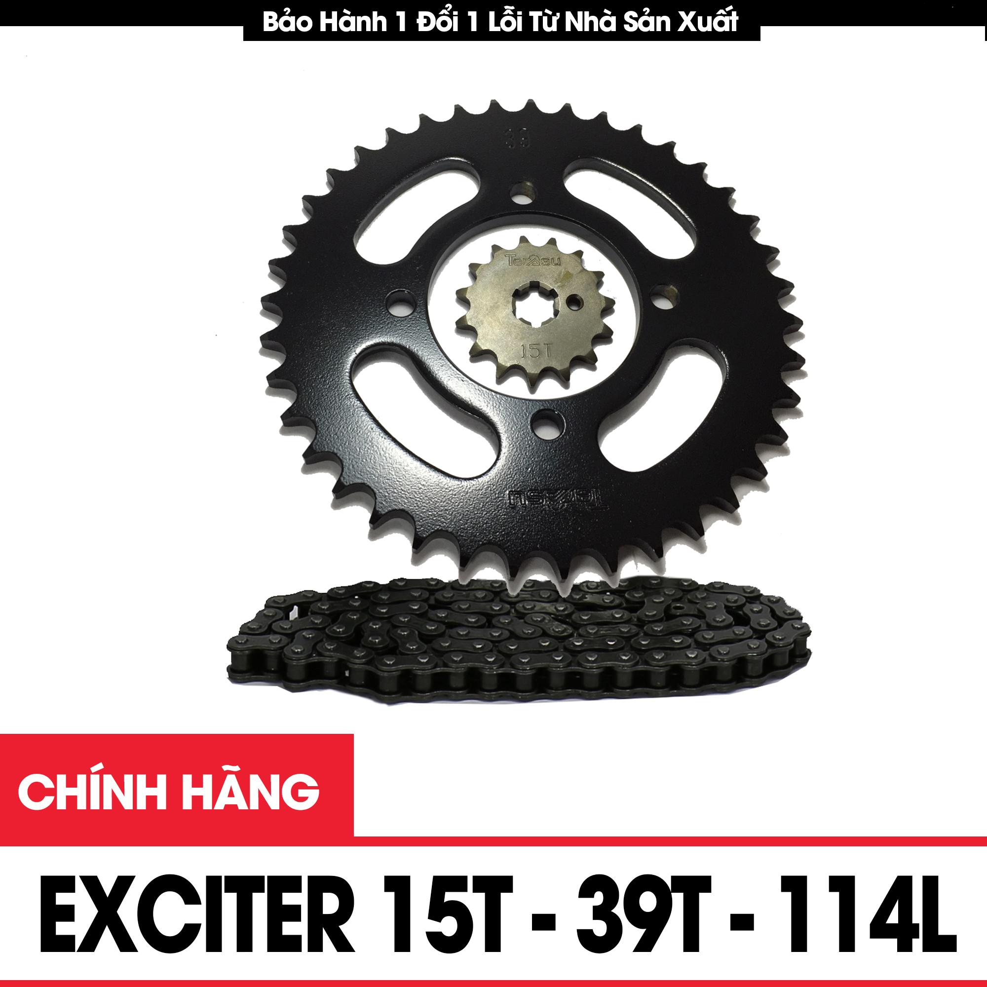 Bộ nhông xích, nhông sên đĩa Jupiter V, Sirius R đời đầu, Exciter 135 5 số đời đầu chính hiệu Daichi thông số (15T-39T–114L) công nghệ đột dập, sơn tĩnh điện + Bảo hành 6 tháng 1 đổi 1 daichi.vn