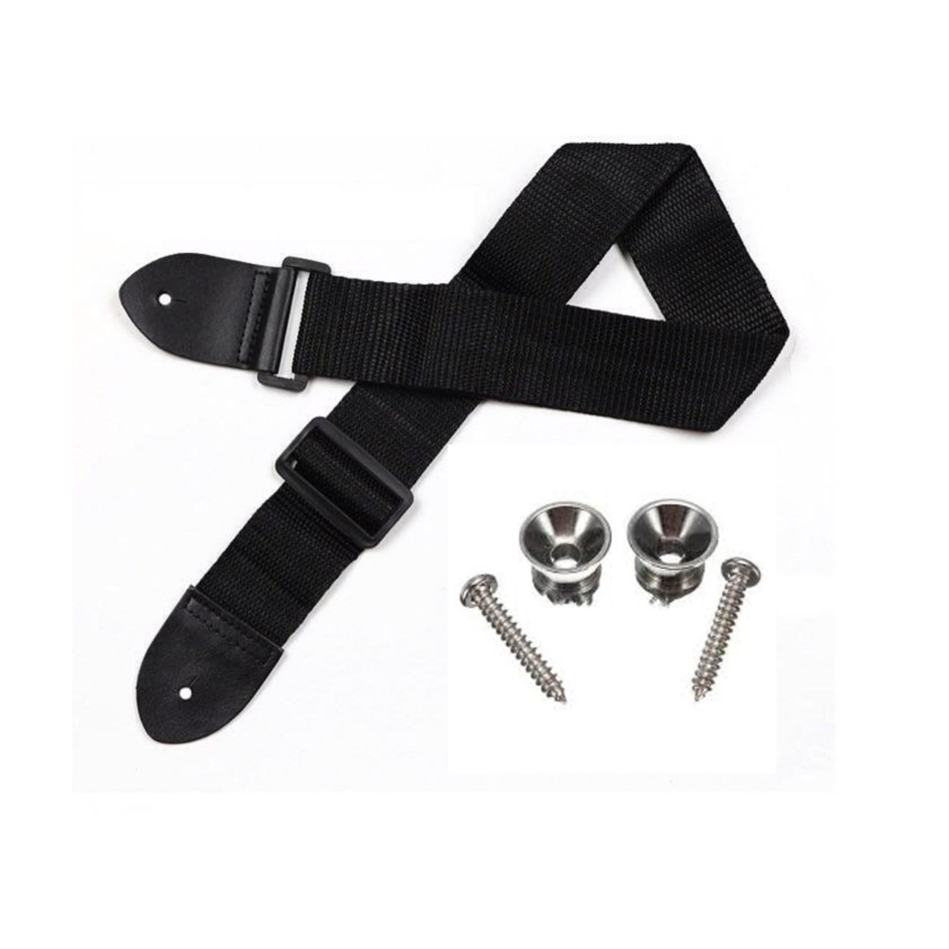 Dây đeo đàn guitar màu đen (tặng kèm 2 bộ đinh chốt)