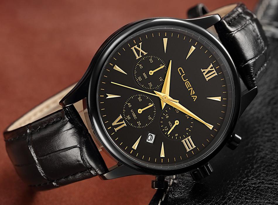 Đồng hồ CUENA 6802 dây da, mặt tròn MÁY NHẬT (GIÁ SỈ)