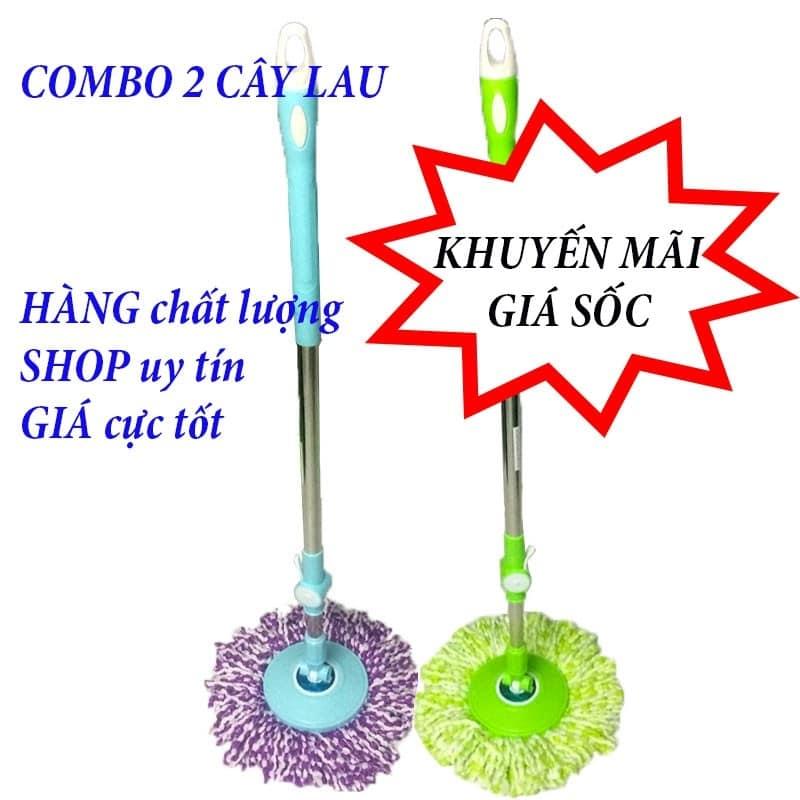 Combo 2 cây lau nhà rời 360 độ bàn xoay nhựa cây lau to 25mm.