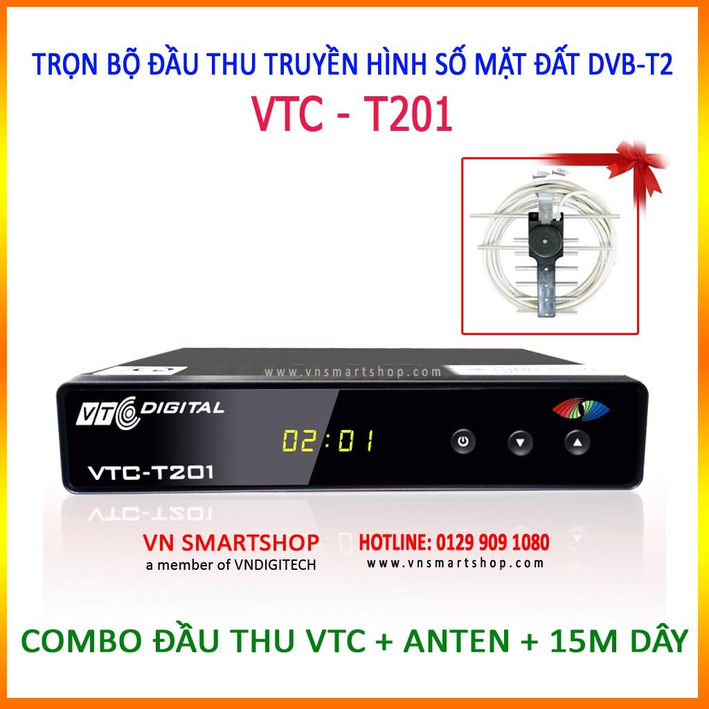 Combo Đầu thu VTC-T201 trợ giá siêu rẻ. Trọn bộ Đầu thu VTC T2 kèm anten thông minh thu sóng dvb-t2 cực tốt