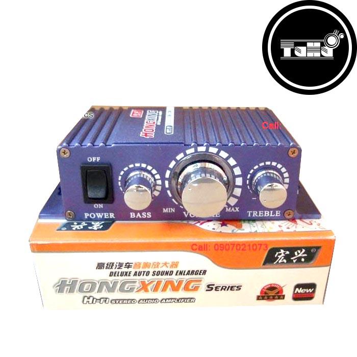 Bộ âm ly khuếch đại âm thanh hongxing 7227 vỏ nhôm 12v 200+200w cao cấp