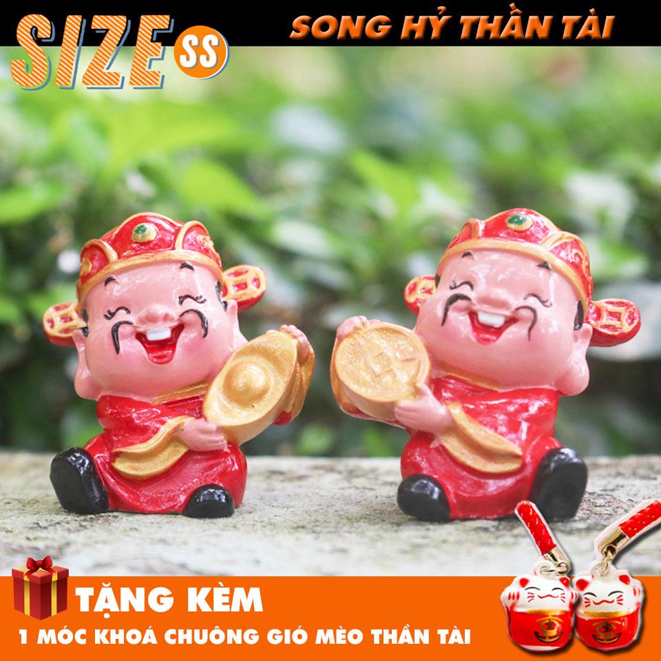 [HCM]Bộ đôi Thần Tài May mắn cao cấp Tượng mini trang trí Xe hơi Bàn làm việc