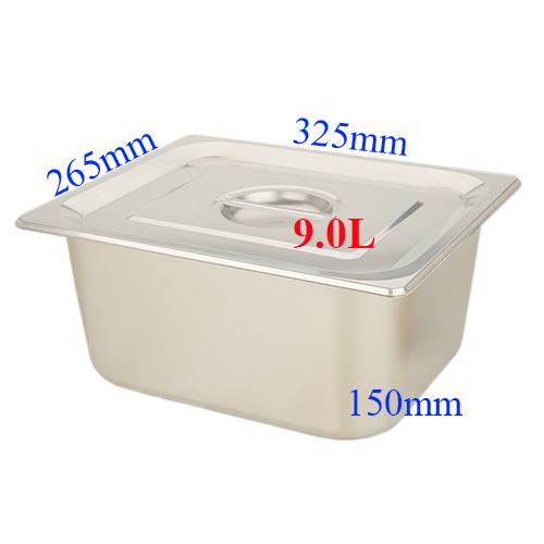 Khay inox sâu lòng có nắp đậy GN 1/2x150mm đựng thức ăn buffet
