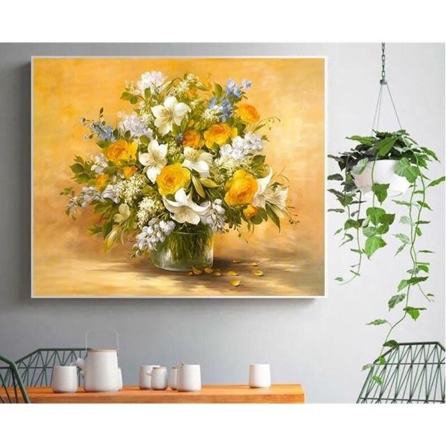 [HCM]Tranh canvas hoa cúc vàng treo phòng khách 60x80