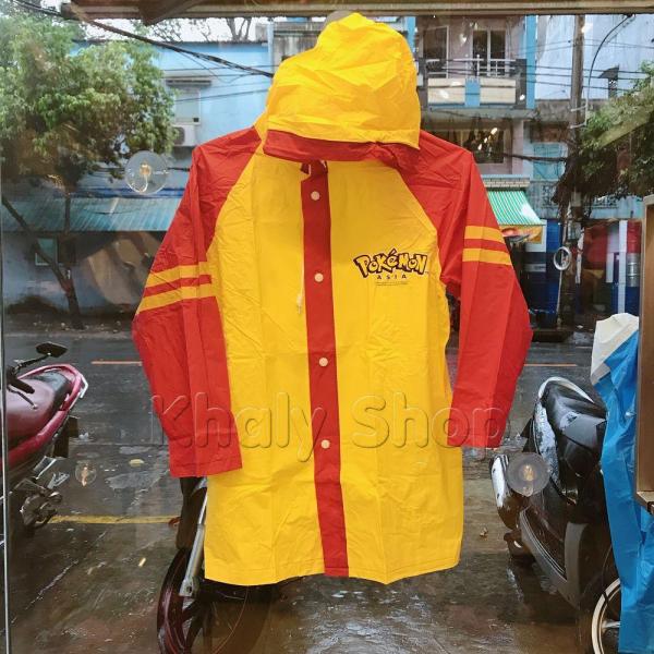 Áo mưa hình Pikachu màu đỏ vàng dành cho trẻ em , học sinh và các bé có nhiều size (M,L) (Thái Lan) - 240PVCPO199
