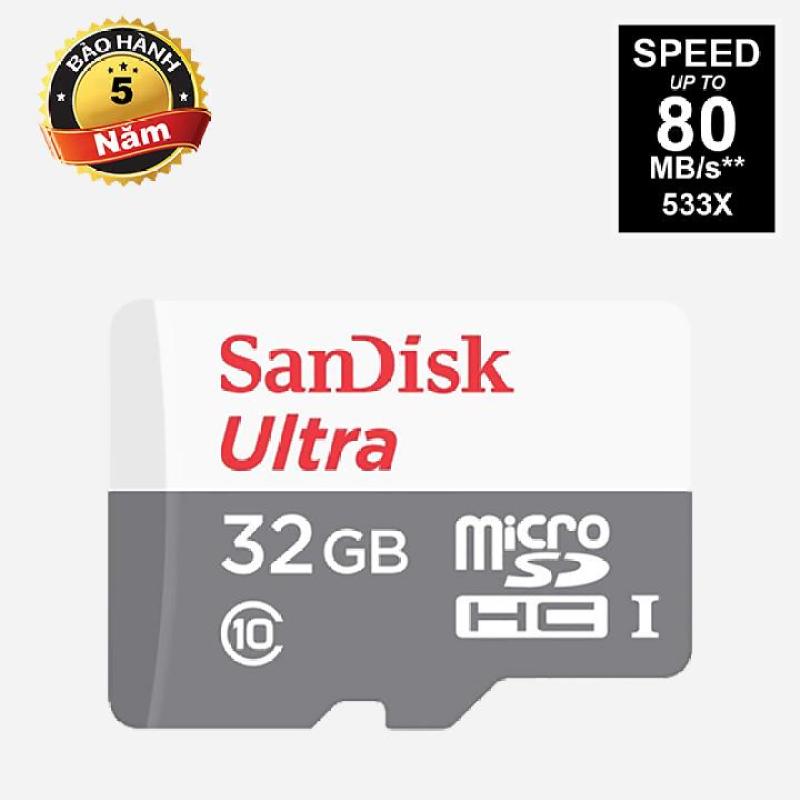 Thẻ nhớ 32Gb SanDisk Ultra Class 10 80Mb/s-Bảo hành 5 năm