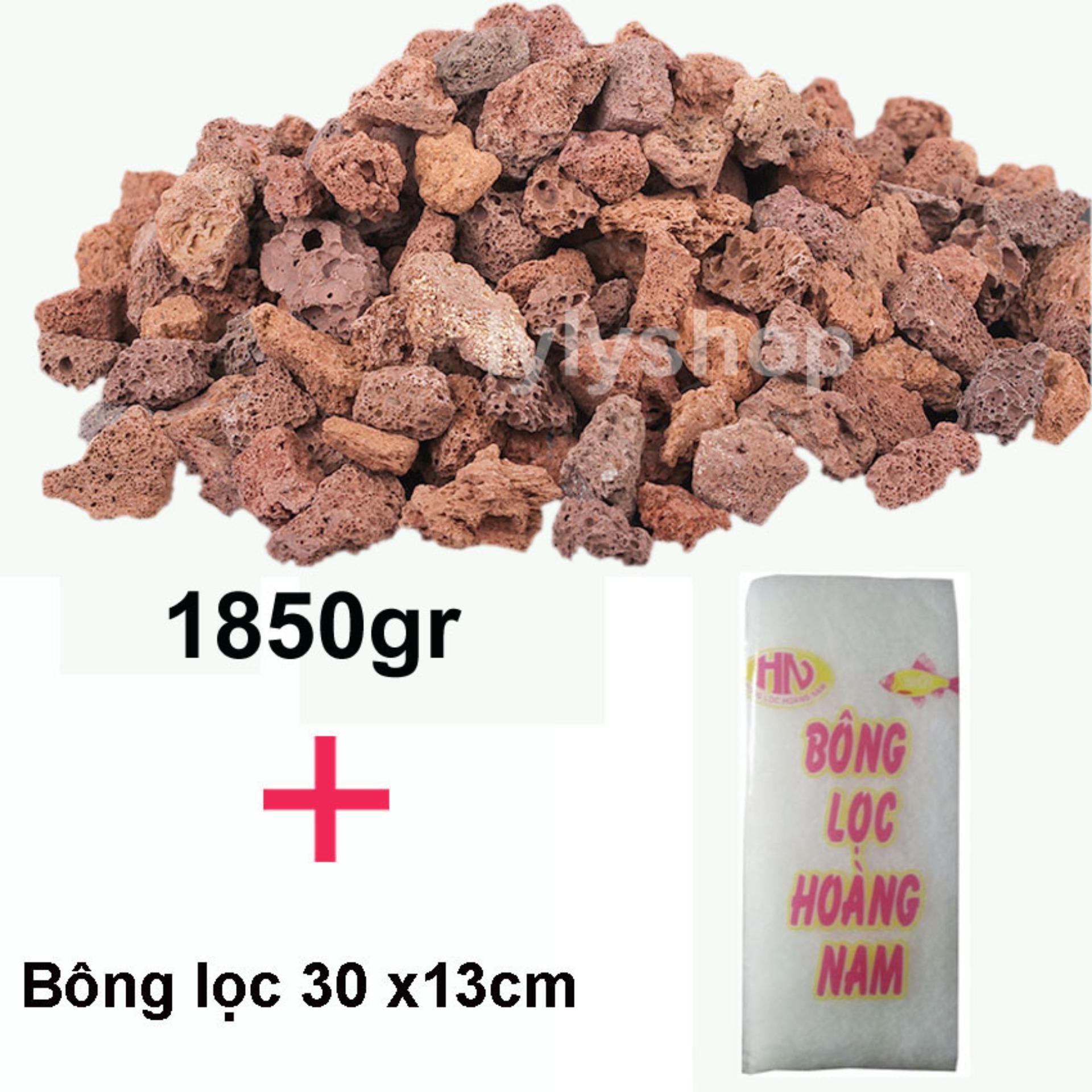 Combo đá nham thạch + bông lọc bể cá, vật liệu lọc, trang trí bể cá