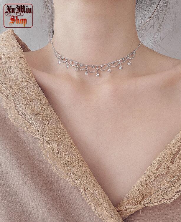Vòng Choker bạc đá XMB24