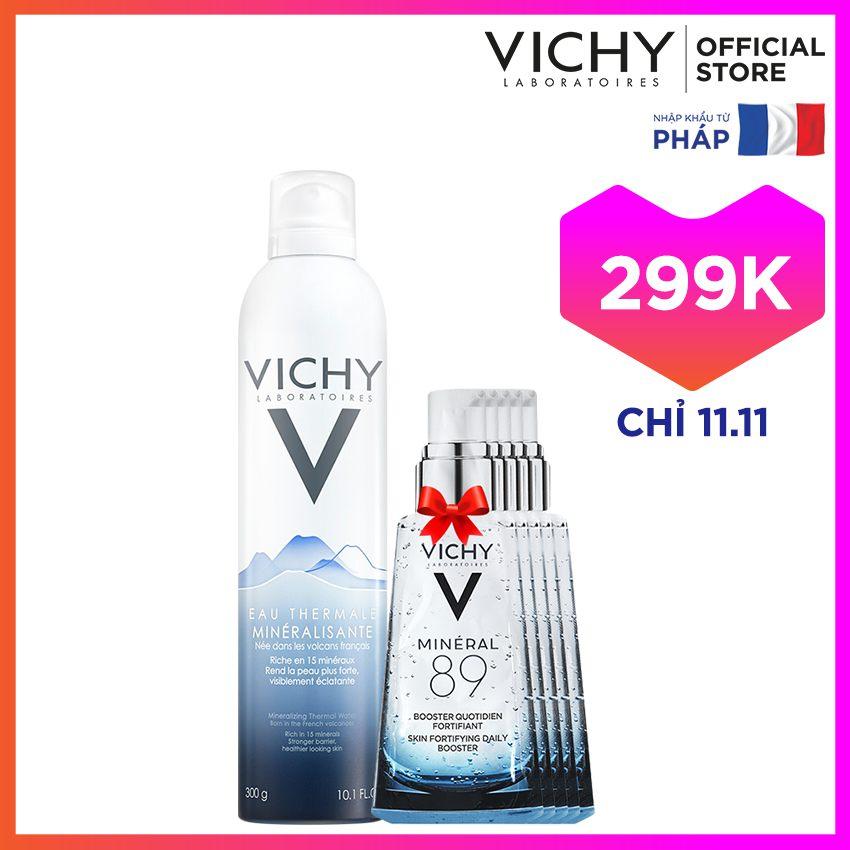 Xịt khoáng dưỡng da Vichy Mineralizing Thermal Water 300ML tặng dưỡng chất khoáng cô đặc Mineral 89 1.5ML x 5