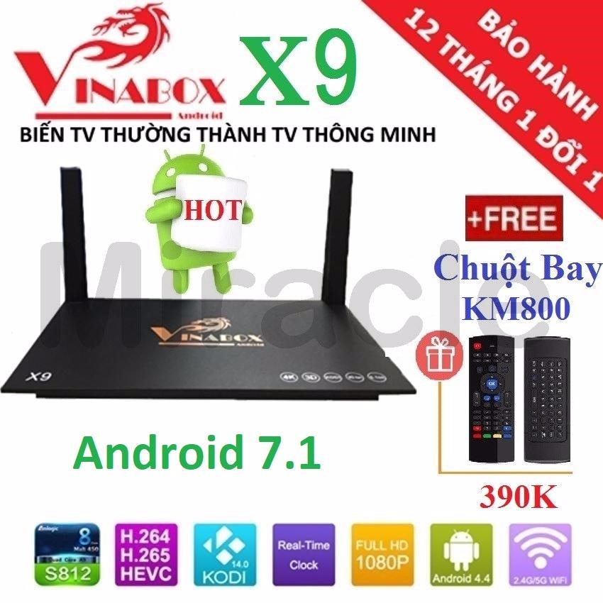 Android tivi box vinabox x9 + tặng chuột bay km800 siêu nhạy 390k - phân phối bởi miracles company