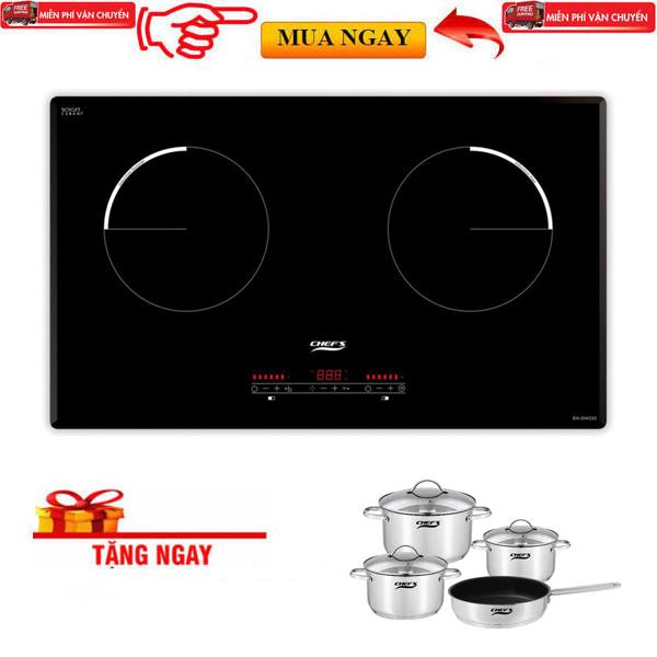 Bếp điện từ chefs eh-dih330, bếp điện từ 02 vùng nấu khuyến mại bộ nồi chefs