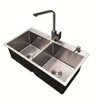 Chậu rửa bát đúc nguyên khối 2 hố cân Inox 304