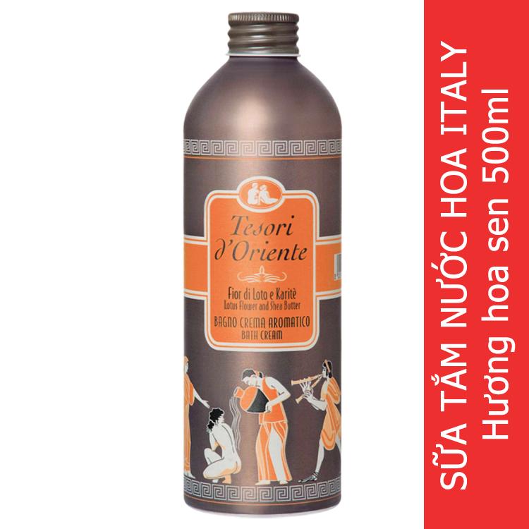 Sữa tắm Nước hoa cao cấp của ITALY Tesori D' Oriente chai 500ml hương Hoa Sen giúp làm ẩm và nuôi dưỡng làn da, cho mọi loại da