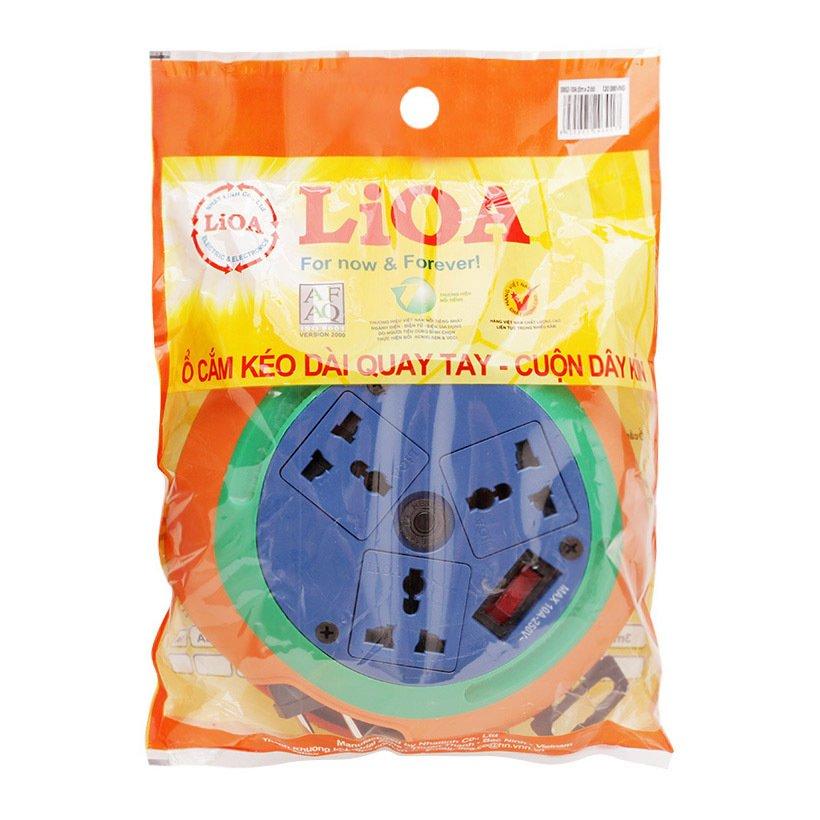 Ổ cắm điện kéo dài lioa kiểu đĩa bay dây 5 mét cuộn dây kín db52-10a