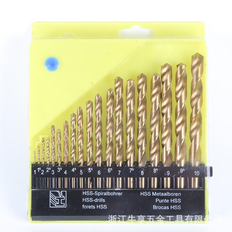 Bộ 19 mũi khoan sắt 1.5-10mm HSS thép Titan không gỉ ( Vàng )