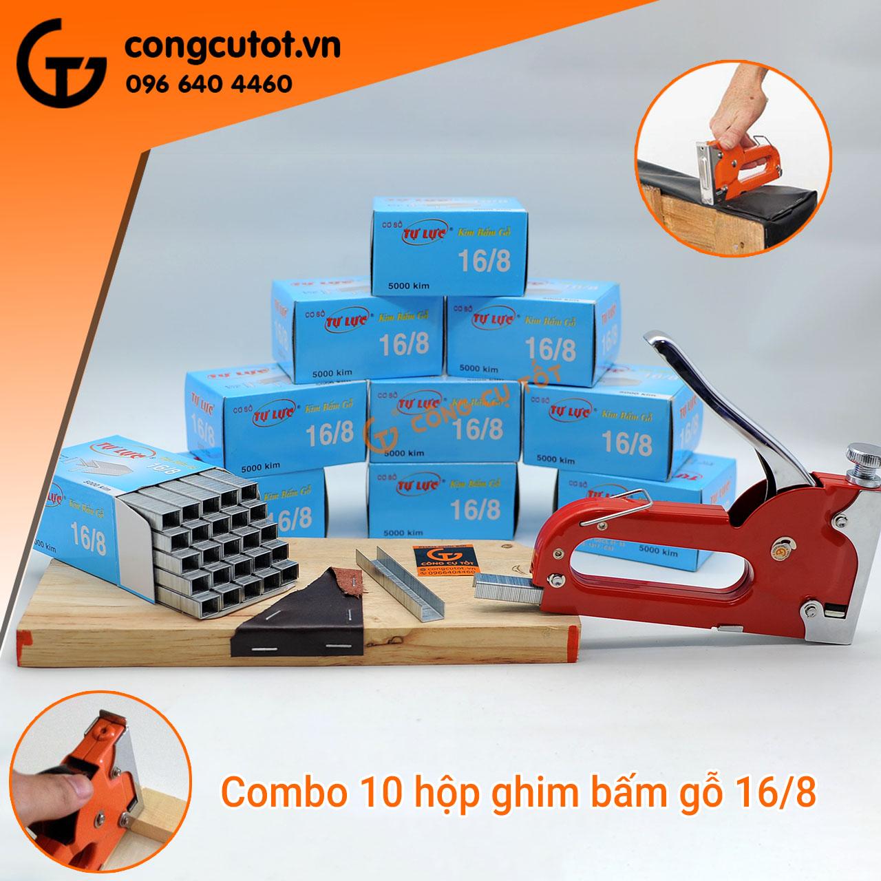 Bộ 10 hộp ghim bấm gỗ tự lực 16/8