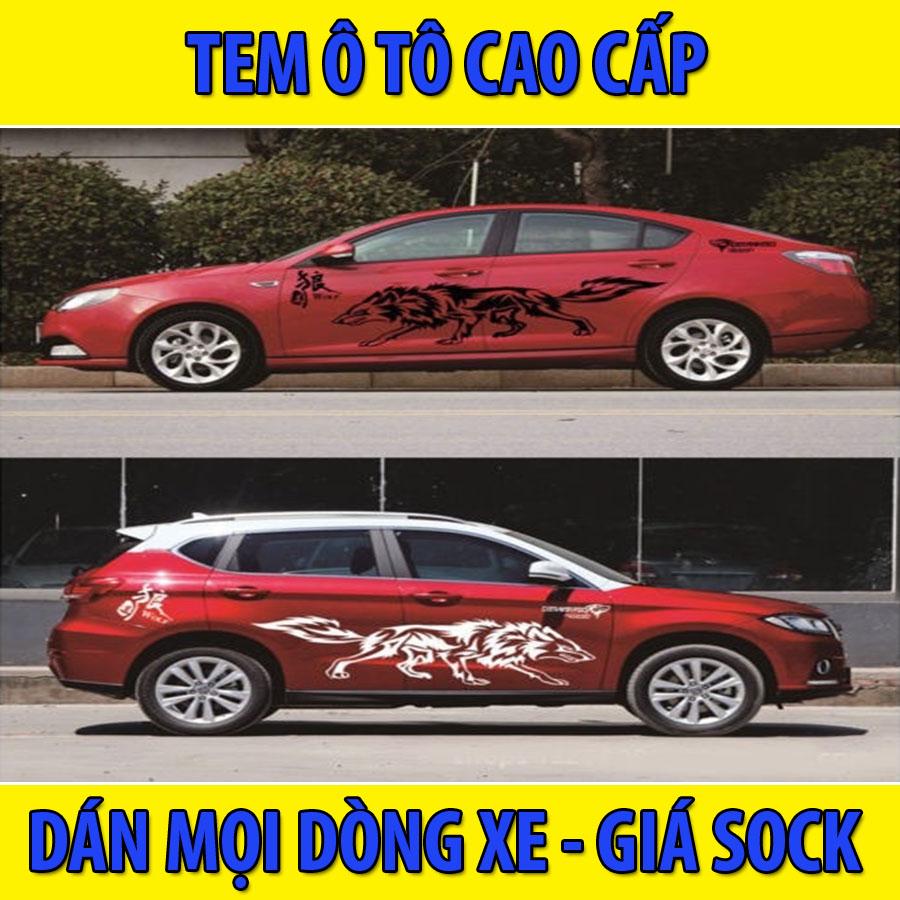 Bộ Tem Dán Sườn Xe Ô Tô Hình Sói Cá Tính Mạnh Mẽ D-218