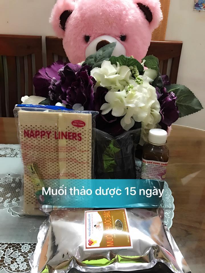 Combo 1 túi muối thảo dược, 1 đai quấn muối, 1 gừng thuốc săn bụng, tặng 1 thước dây bí quyết giảm mỡ bụng sau sinh