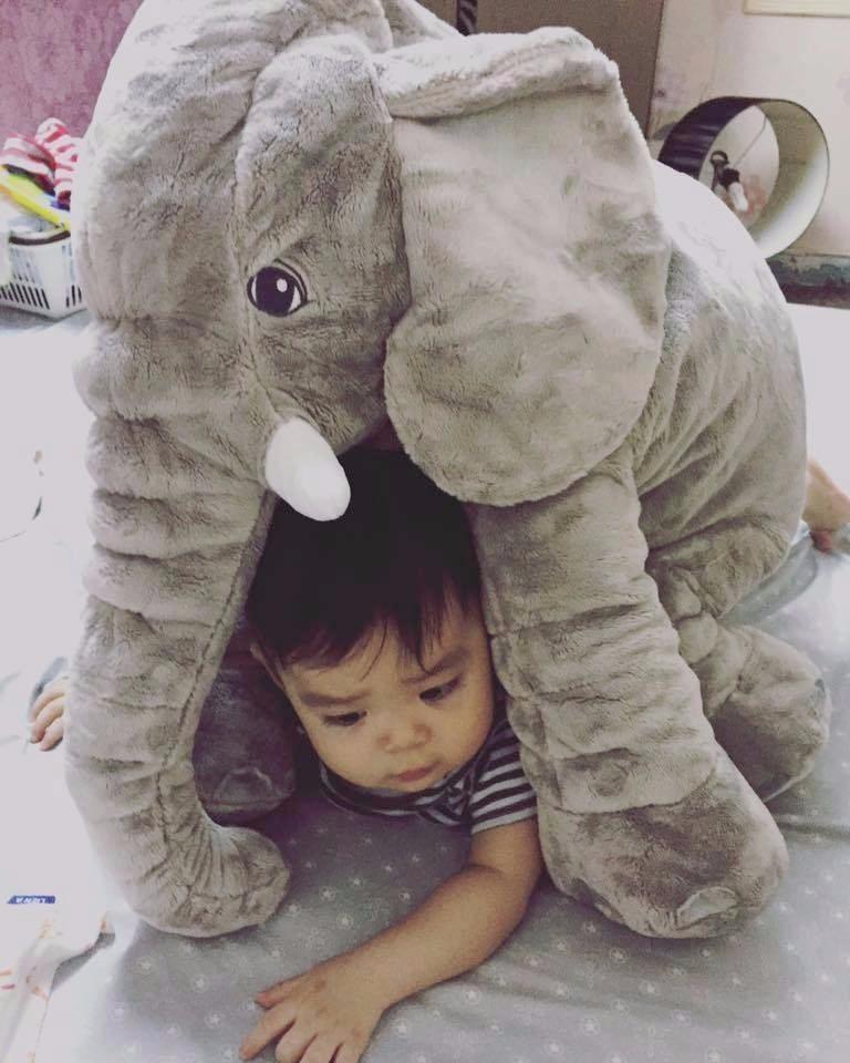 Gấu bông chú voi con có cái vòi xinh xinh khổ vải 90cm