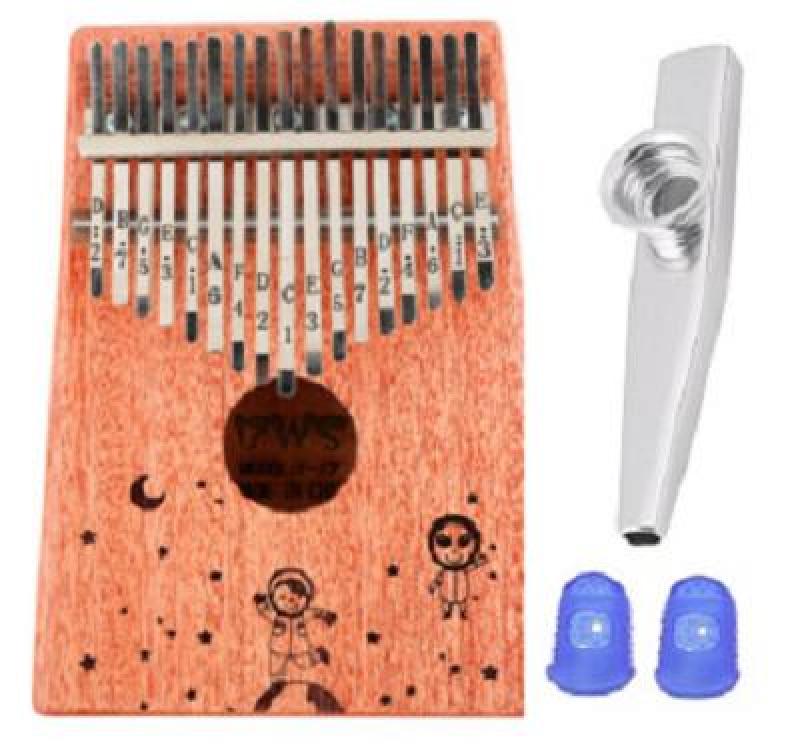 Đàn Kalimba 17 Phím BWS Child mặt trời (Solid Mbira Thumb Finger Piano 17 Keys - Kèm túi, hướng dẫn, búa lên dây, dán nốt - Cho trẻ cảm thụ Âm Nhạc và người mới chơi Nhạc Cụ) Kèm Kèn Kazoo + Bọc ngón tay