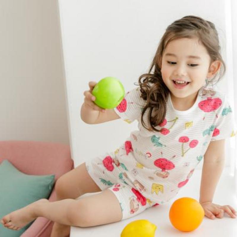 Nơi bán Bộ Unifriend Hàn Quốc cao cấp tay ngắn cho bé gái họa tiết cô gái Cherry