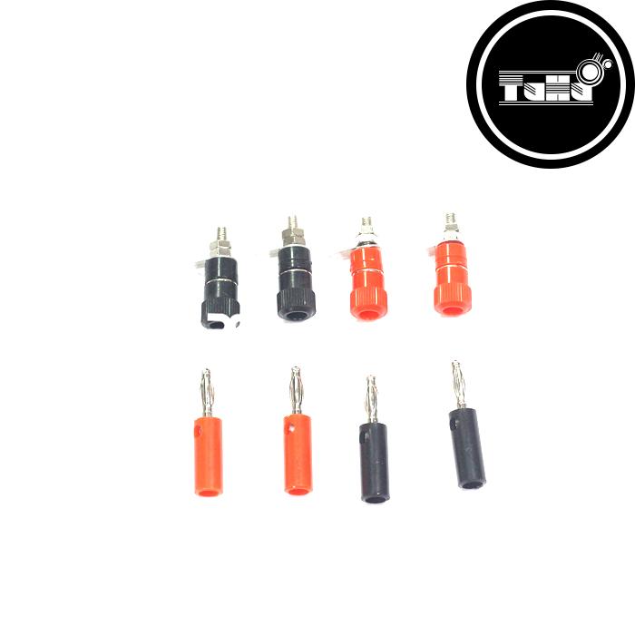 Combo Bộ 4 Đôi Jack Nối JS90 và Bắp Chuối 2 JS90 Đỏ, 2 JS90 Đen, 2 Bắp Chuối Đỏ, 2 Bắp Chuối Đen