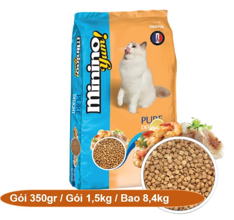MININO YUM (Blisk mới) Gói 350gr / Gói 1,5kg / Bao 7kg gồm 20gói 350gr - Thức ăn viên cao cấp cho mèo, dùng cho mèo mọi lứa tuổi (HoaMy A 203 bao).