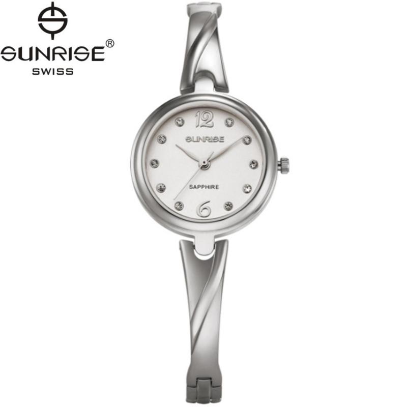 Đồng hồ nữ dây kim loại mặt kính sapphire chống xước Sunrise SL711LS (Trắng mặt trắng)