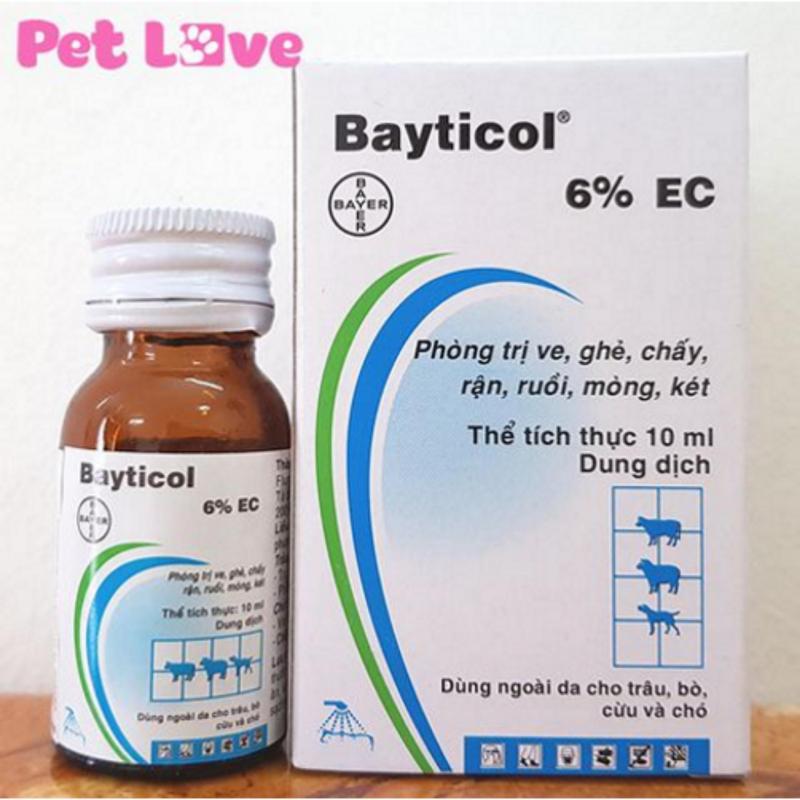 Bayticol pha tắm hoặc phun xịt diệt ghẻ, ve rận chó