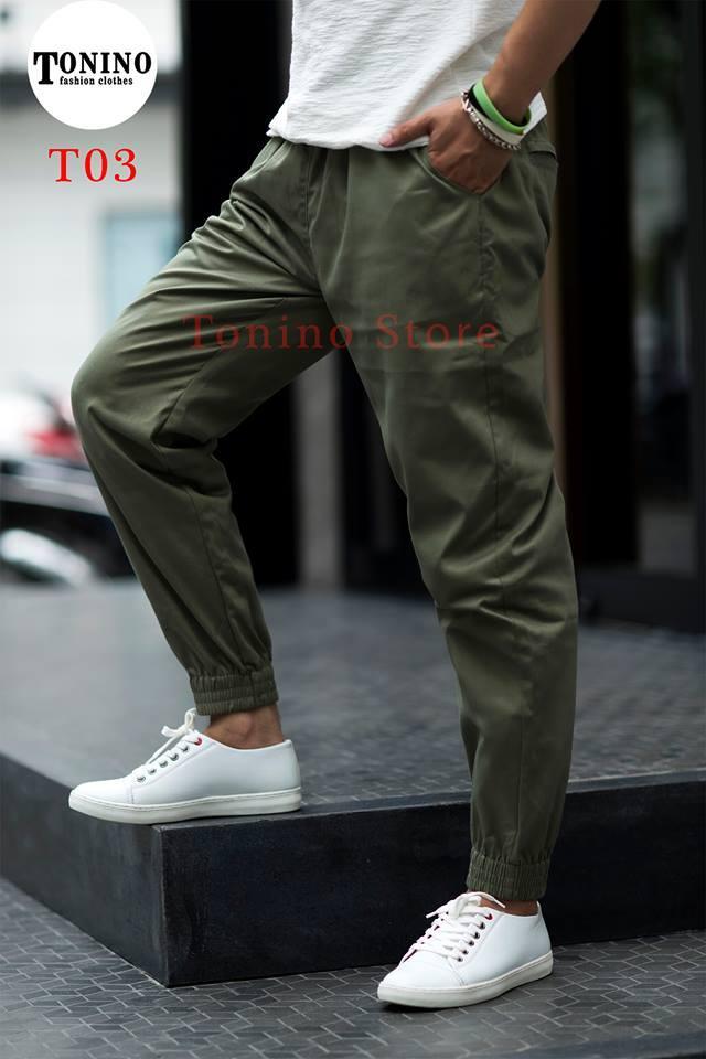 Quần jogger kaki nam chất mát - xanh rêu