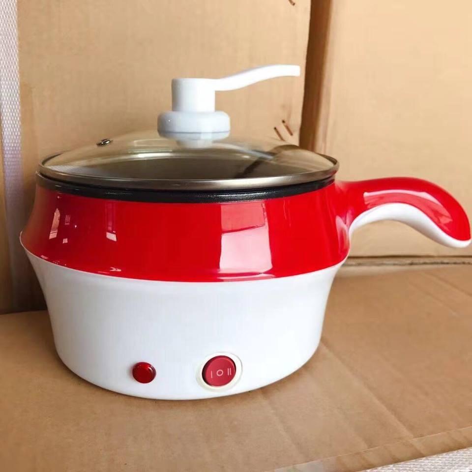 Ca  điện mini nấu mì siêu tốc-Ca Nấu Mì 2 Tầng - Kiêm Nồi Lẩu Mini Có Tầng Hấp - Có Tay Cầm - Nồi Có Thể Rán, Chiên, Hấp Cách Thủy – Có Thể Nấu Cơm