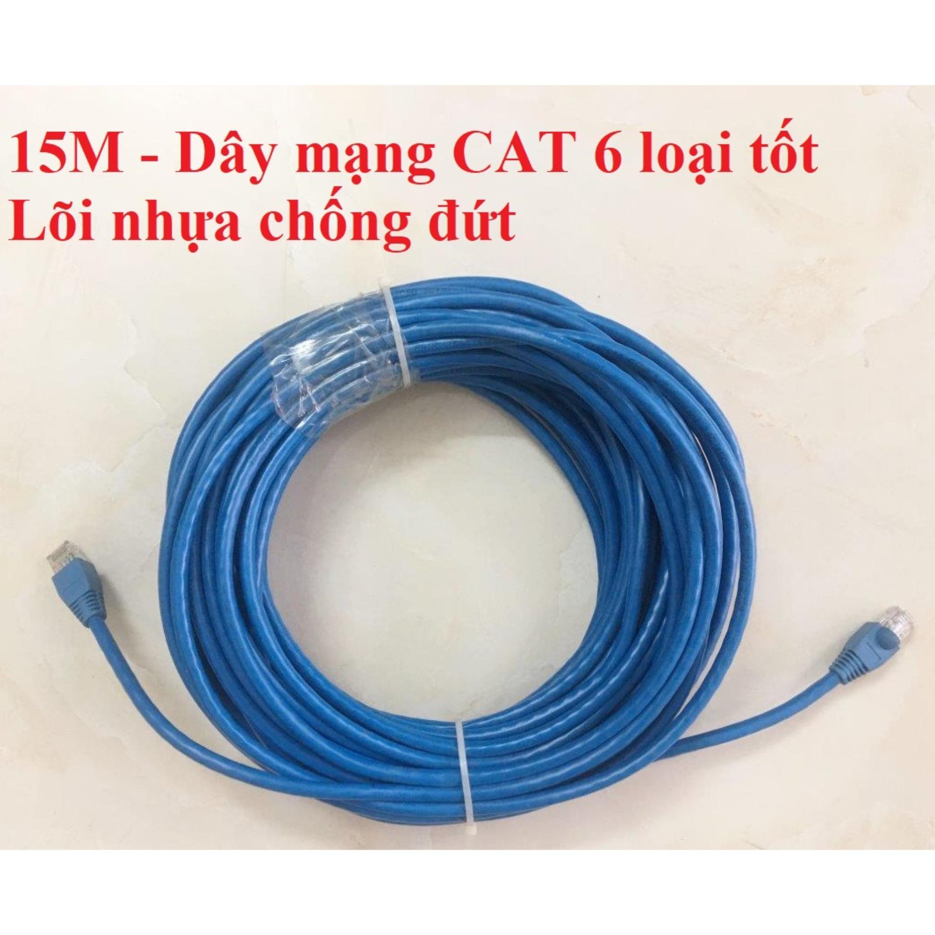 Dây cáp mạng internet/ mạng LAN 15m bấm sẵn 2 đầu (CAT 6 loại tốt)