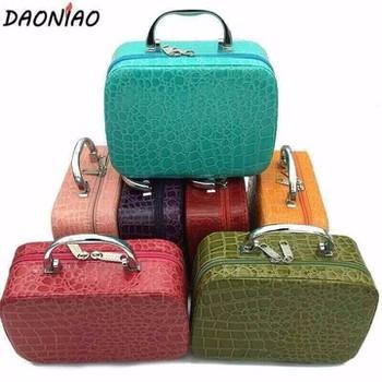 Cốp đựng đồ trang điểm dễ thương giả vân cá sấu