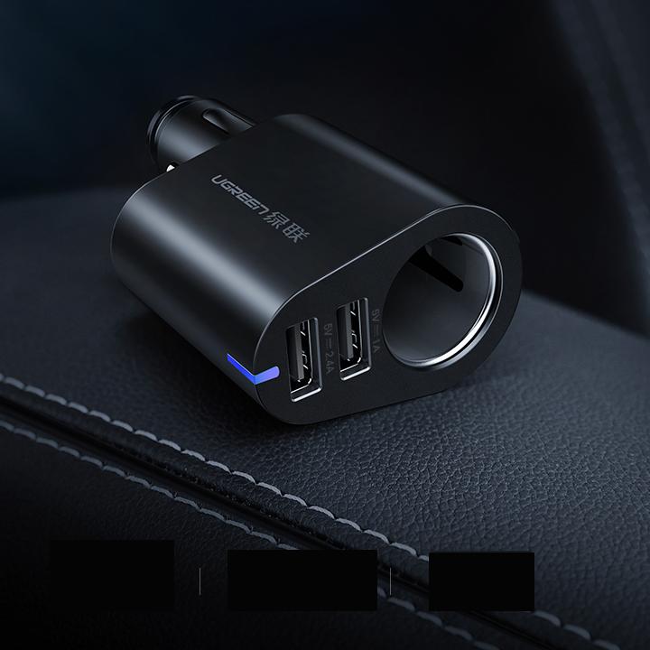 Tẩu sạc ô tô chia 1 tẩu, 2 usb sạc nhanh ugreen