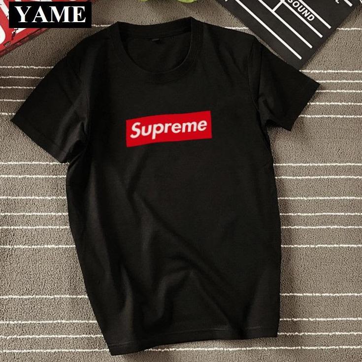 Áo Phông Nam Nữ In Chữ Superme YAME SPM52B Màu Đen