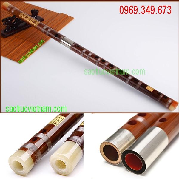 Sáo Trúc Dizi Nâu Khớp Kép Vip LAD62 - Sáo Trúc Haki - Tặng Kèm Túi Nhung, Màng Rung Vip, Dây Treo