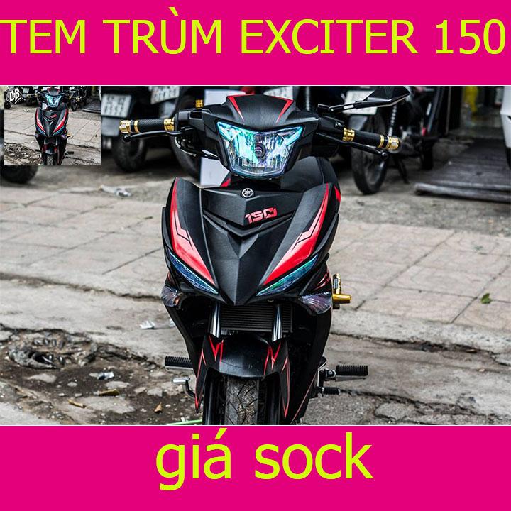 Tem Trùm Xe Exciter 150 Đen Nhám Viền Đỏ