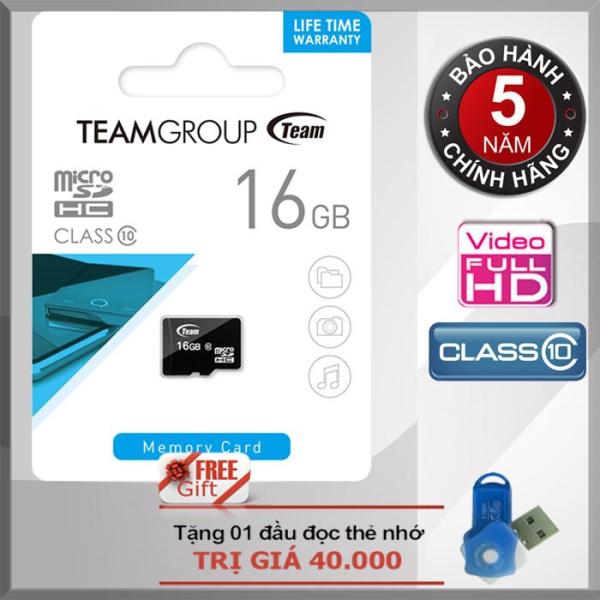 Thẻ nhớ 16GB Class 10 Team MicroSDHC CHÍNH HÃNG + Tặng đầu đọc thẻ nhớ micro PT