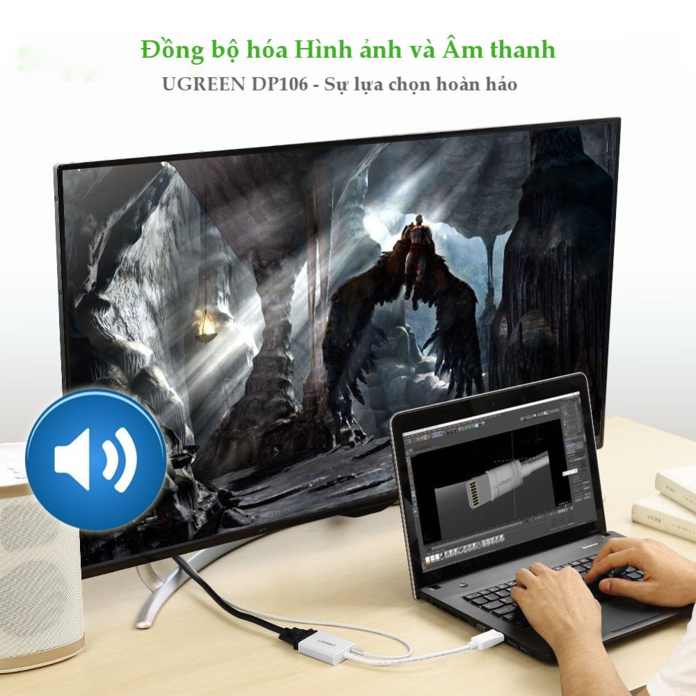 Dây chuyển đổi DisplayPort sang VGA+Audio converter (Vỏ nhôm) dài 25cm UGREEN DP106 Dây chuyển đổi DisplayPort sang VGA+Audio converter (Vỏ nhôm) dài 25cm UGREEN DP106
