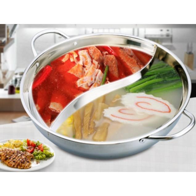 Nồi lẩu 2 ngăn fi 32 chất liệu innox cao cấp