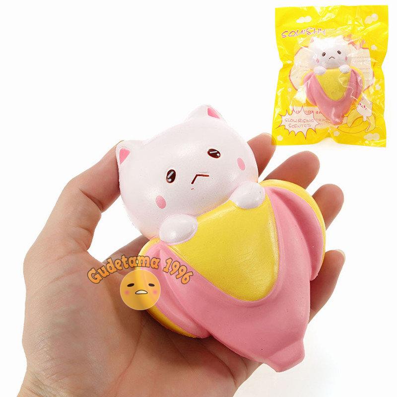 Squishy mèo chuối, squishy cat banana + Kèm bao bì chính hãng