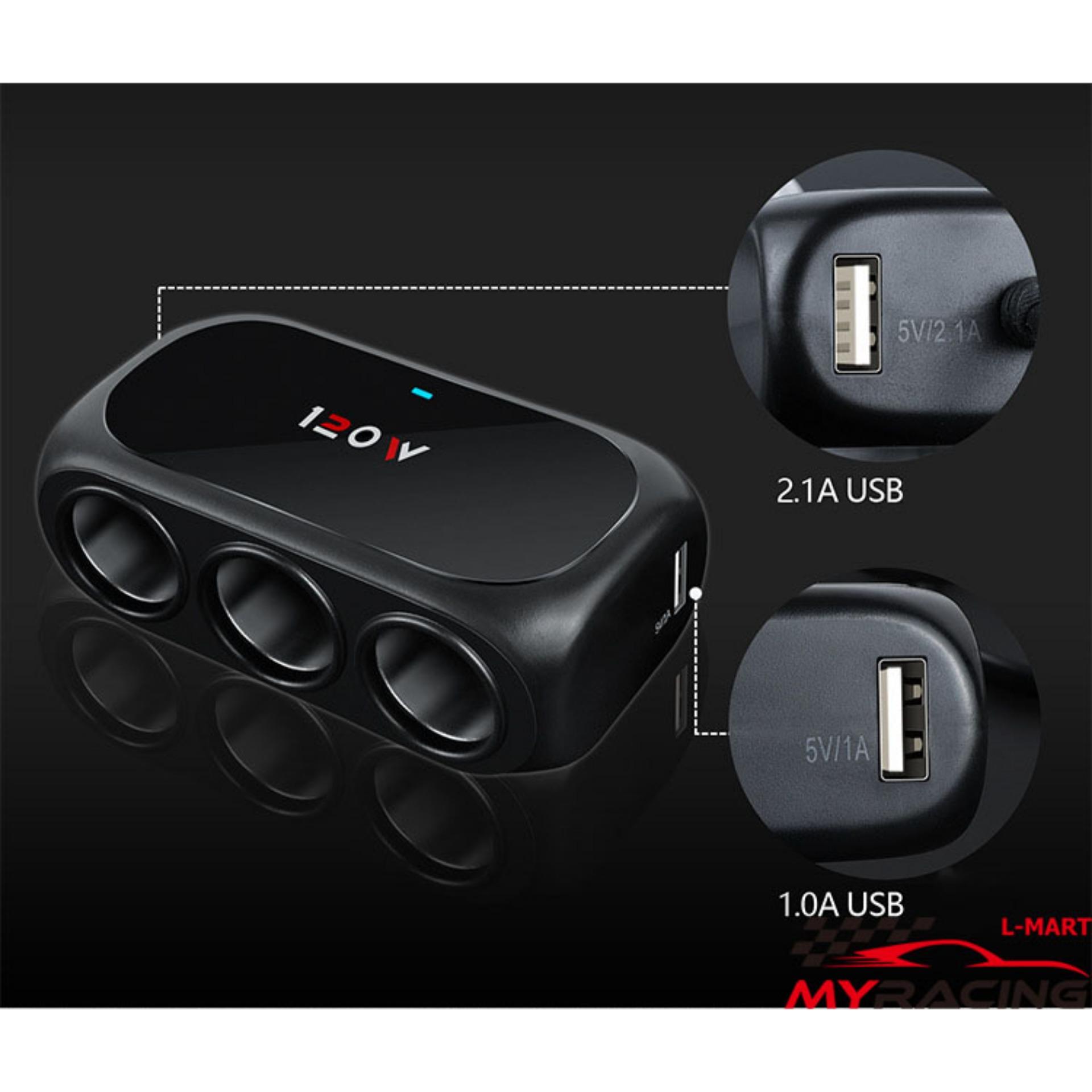 Bộ chia tẩu sạc ô tô input 12-24V/120W kèm 2 cổng ra output USB 5V/1-2,1A sử dụng cho ô tô, xe tải L-Mart