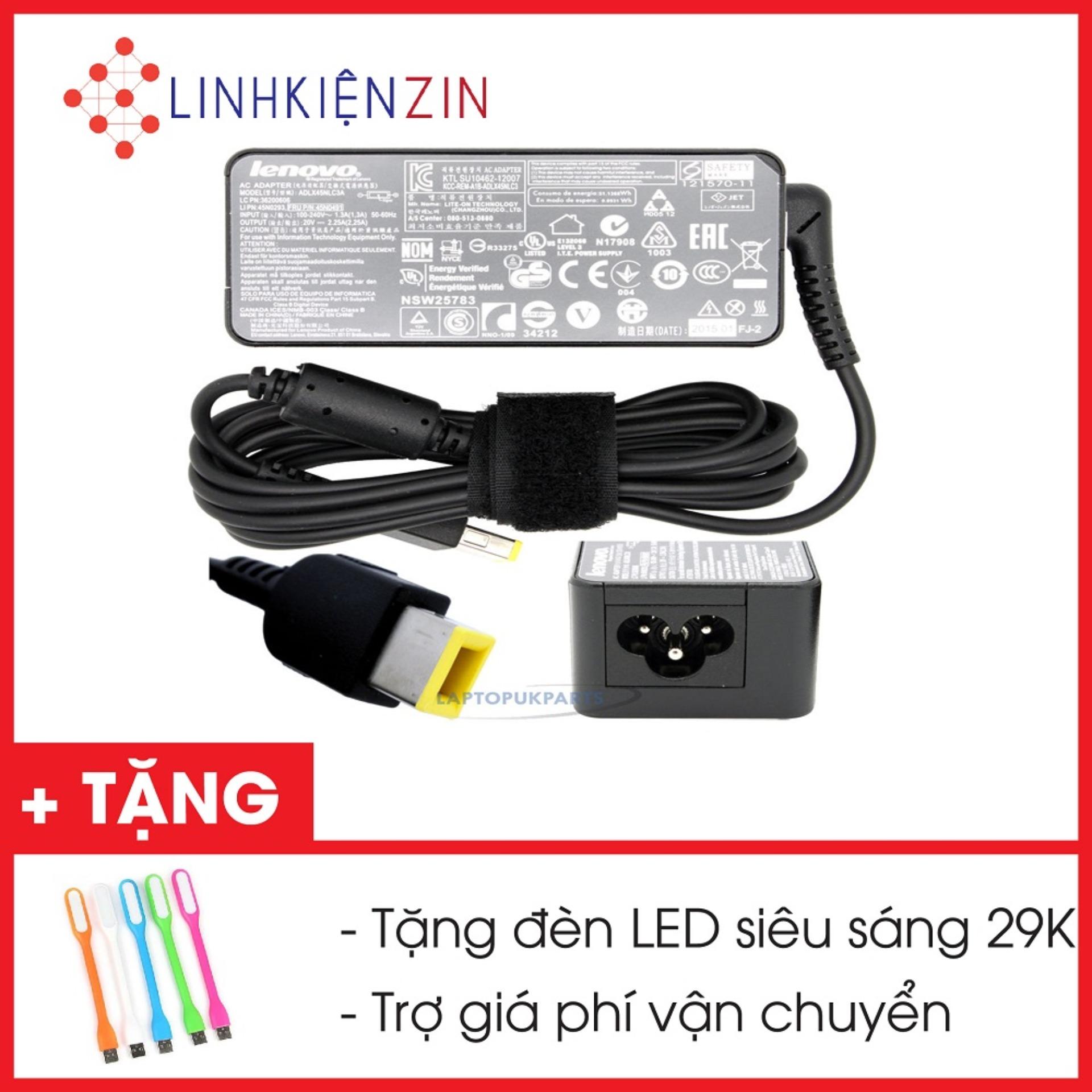 Sạc Laptop Lenovo ThinkPad X240 X240s X240i 20V 2.25A vuông USB tặng đèn LED USB