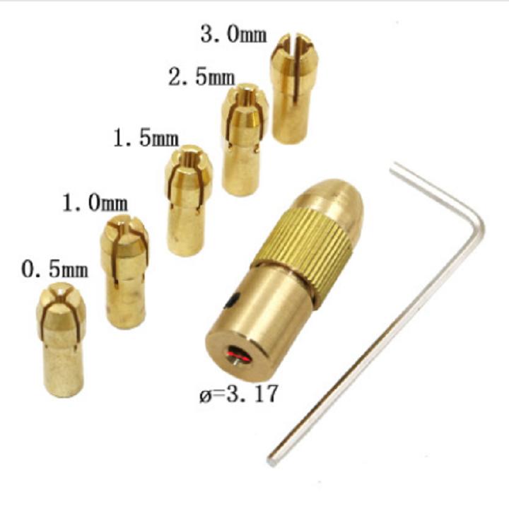 Bộ 5 kẹp mũi khoan 0.5mm đến 3mm, trục 3.17mm