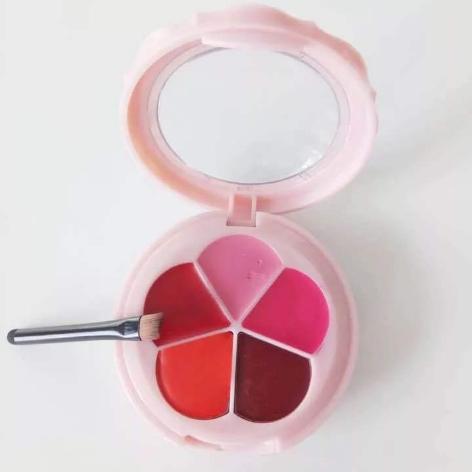 Khay Bông 5 Ô Đựng Son Handmade Hoặc Phấn Mắt Kèm Cọ