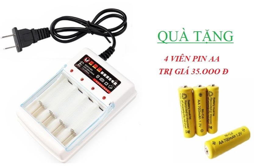 Bộ sạc cho Pin AA và Pin AAA + Tặng kèm 4 pin sạc AA