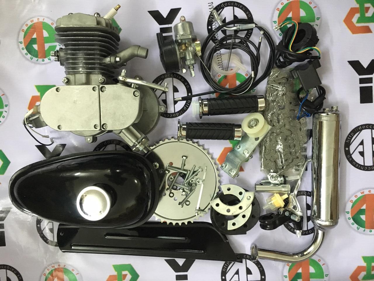 động cơ gắn xe đạp chạy xăng, động cơ xăng 2 thì chế xe đạp 100cc