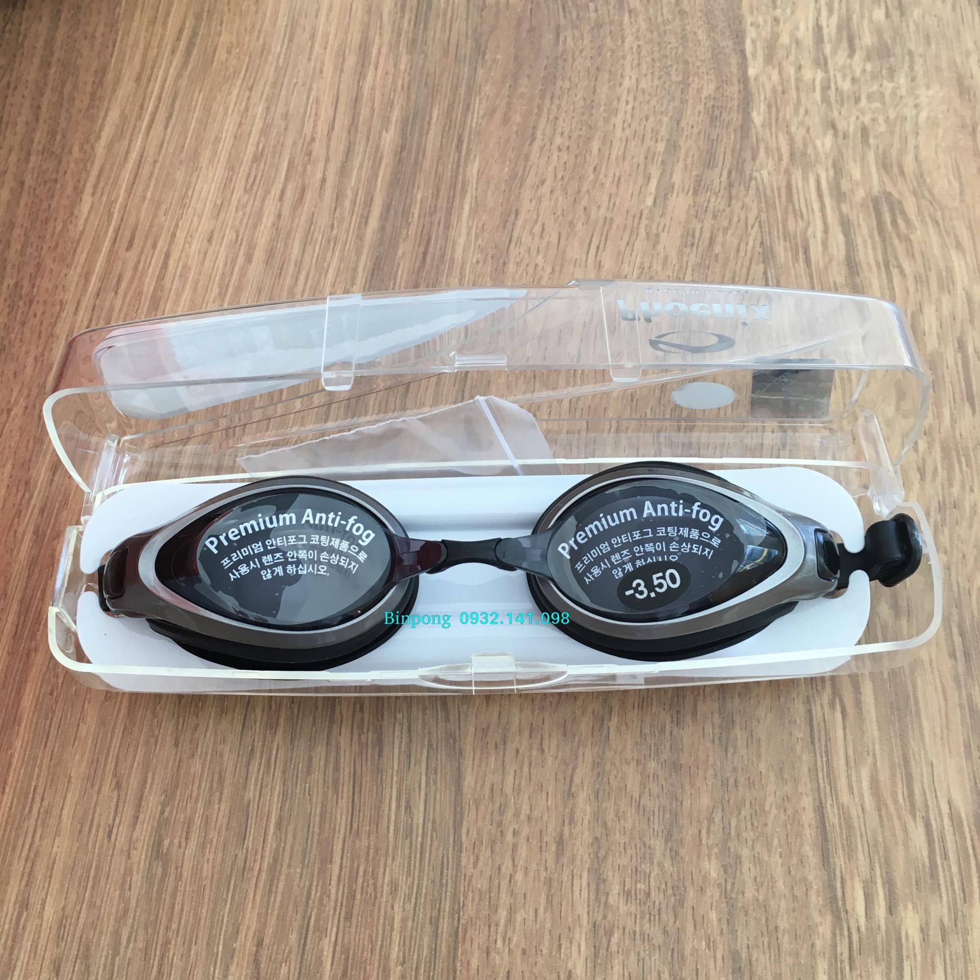 Kính bơi cận Phoenix 504s - màu đen độ cận từ 1 đến 7 độ